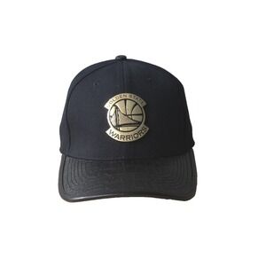 Pro Standard Golden State Warriors Gold  Logo Leather Brim, Strap Back Black Hat